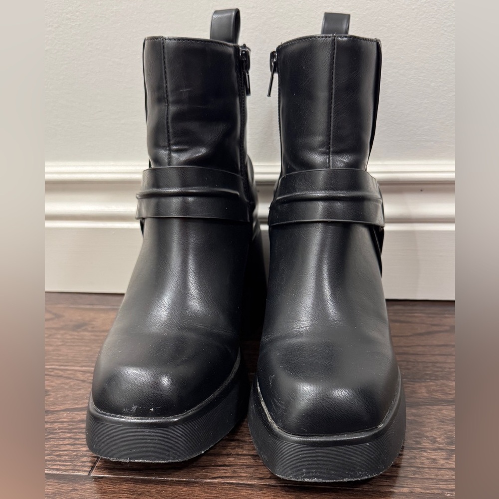 Call It Spring Black Inez Heeled Platform Boot